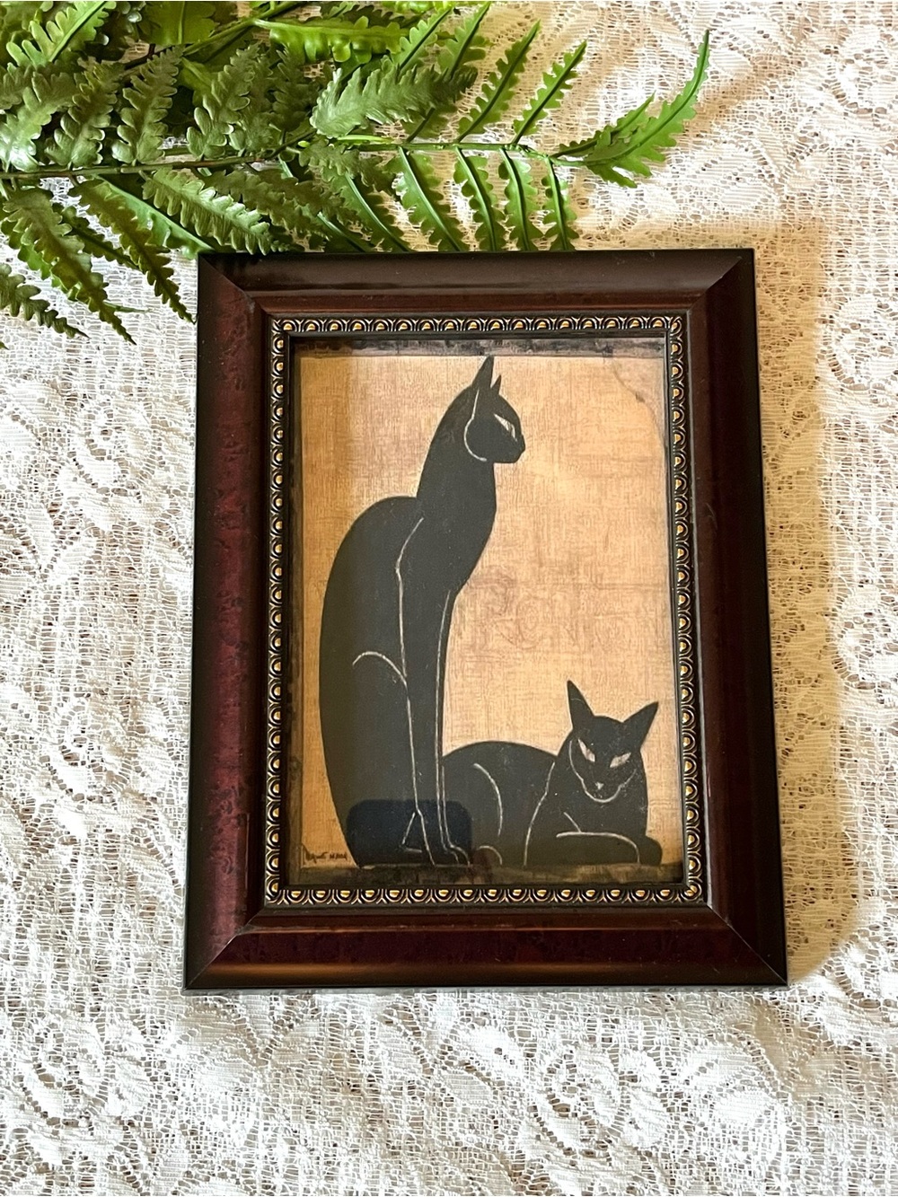 Framed “Two Black Cats” Decor 5x7